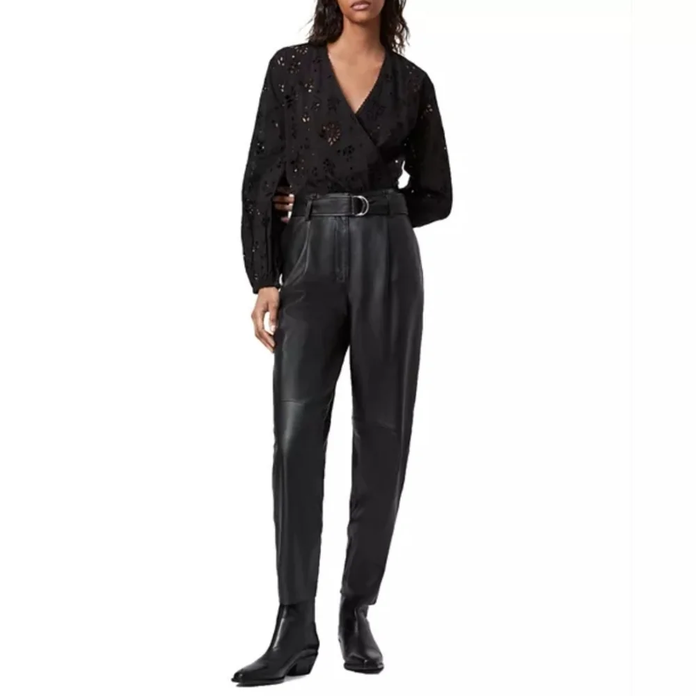 All Saints Black Amara Broderie Bodysuit, Eyelet Design, NWT, Size 6 - Picture 2 of 16